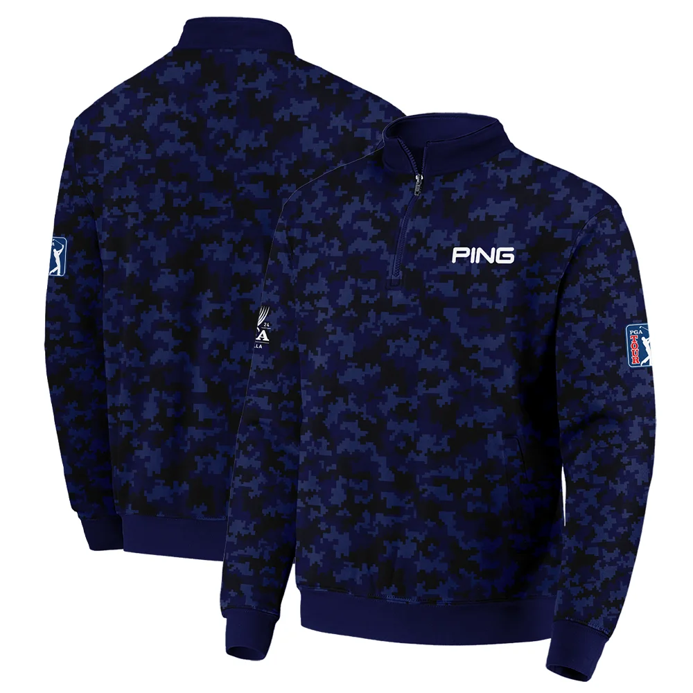 Golf 2024 PGA Championship Ping Quarter-Zip Jacket Blue Camouflage Pattern Sport All Over Print Quarter-Zip Jacket