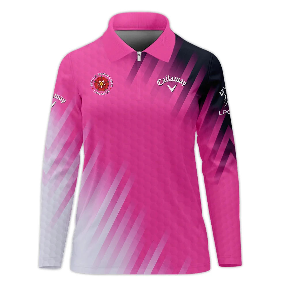 Golf 79th U.S. Women’s Open Lancaster Callaway Zipper Long Polo Shirt Pink Color All Over Print Zipper Long Polo Shirt For Woman