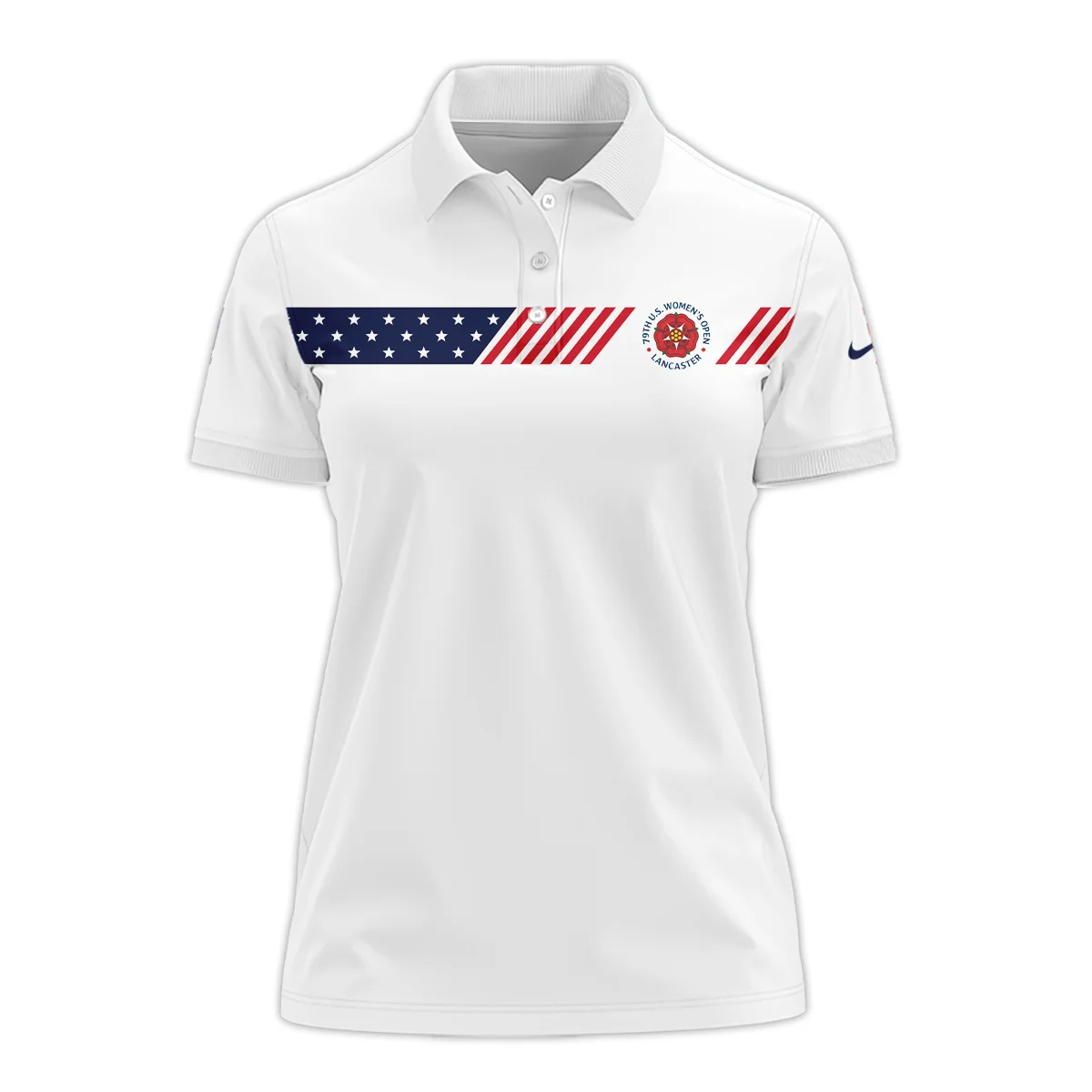 Golf American Flag White Nike 79th U.S. Women’s Open Lancaster Short Polo Shirt