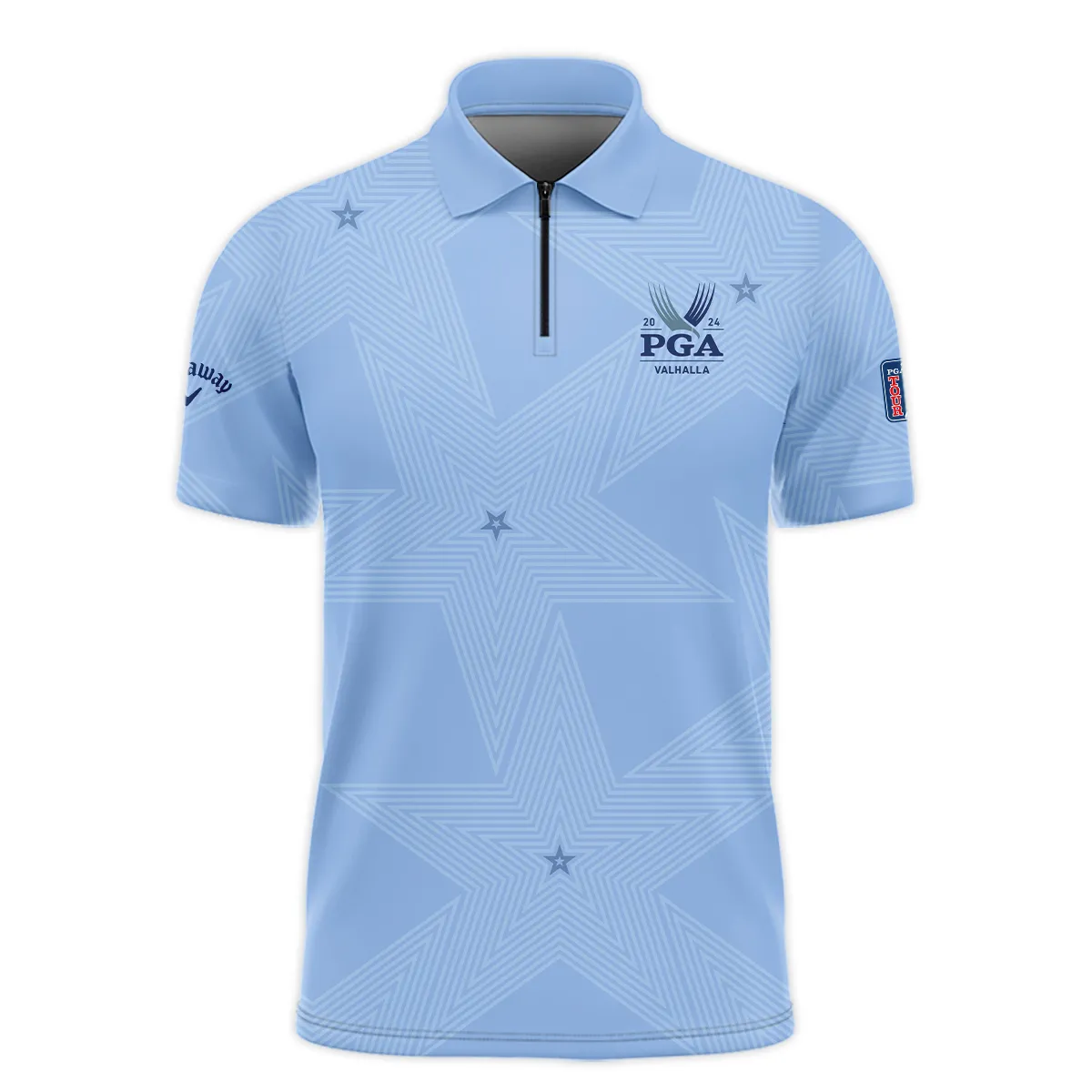 Golf Blue Color Star Pattern 2024 PGA Championship Valhalla Callaway Zipper Polo Shirt Style Classic