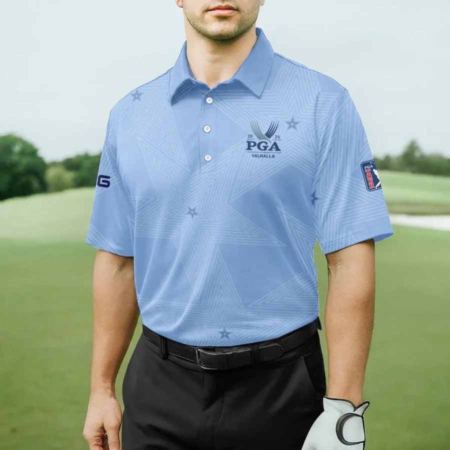 Golf Blue Color Star Pattern 2024 PGA Championship Valhalla Ping Polo Shirt Style Classic