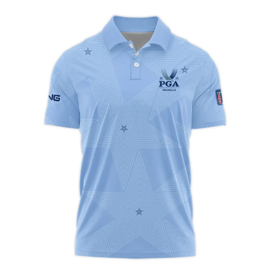 Golf Blue Color Star Pattern 2024 PGA Championship Valhalla Ping Polo Shirt Style Classic