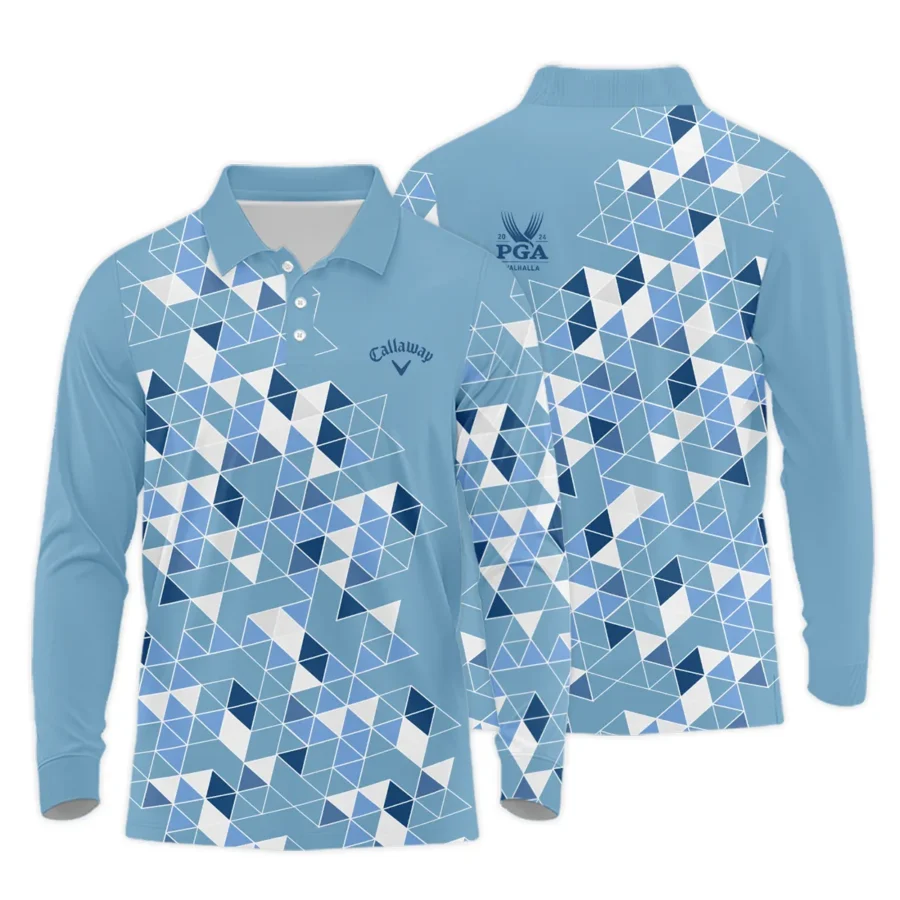 Golf Blue Geometric Mosaic Pattern 2024 PGA Championship Valhalla Callaway Long Polo Shirt Style Classic