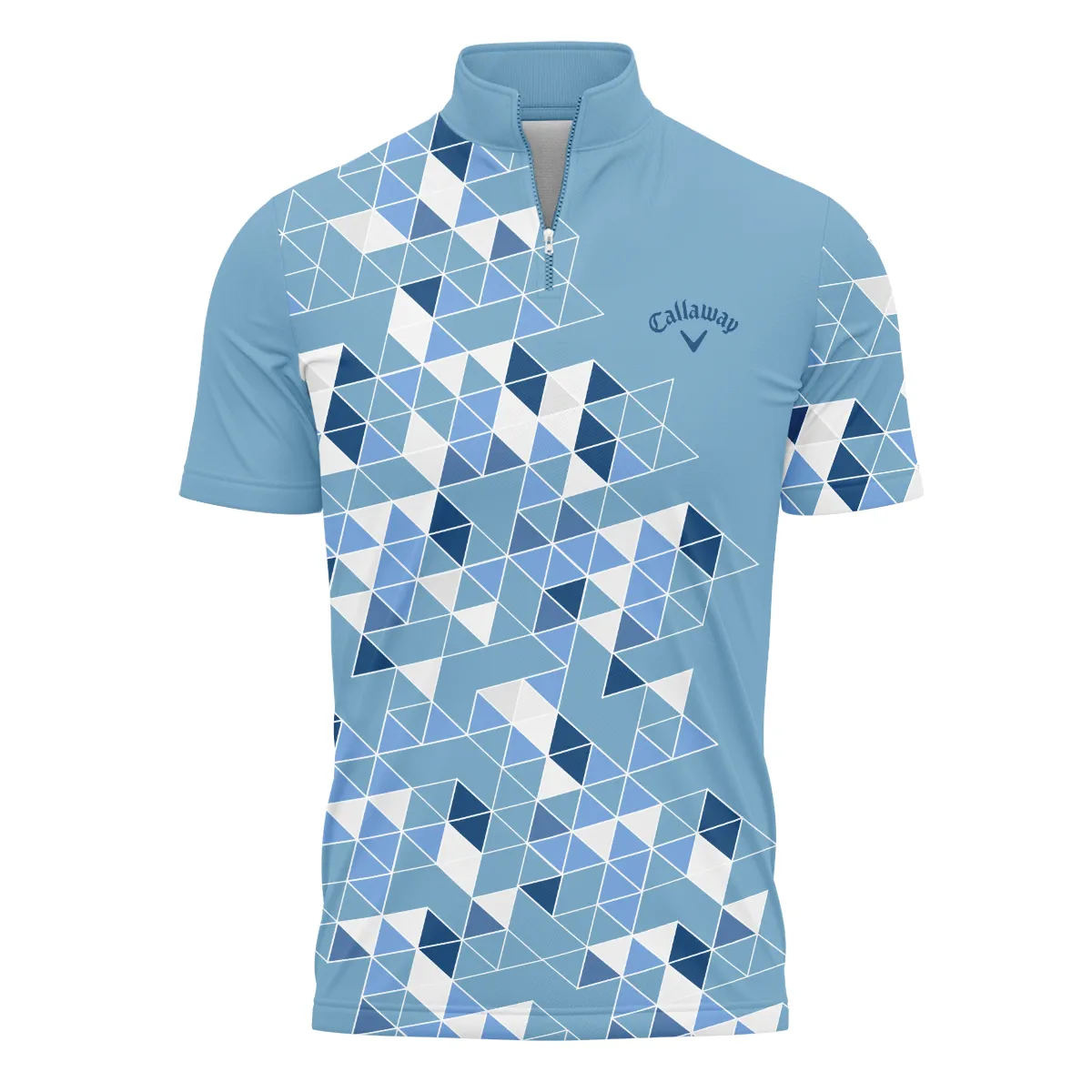 Golf Blue Geometric Mosaic Pattern 2024 PGA Championship Valhalla Callaway Quarter-Zip Polo Shirt