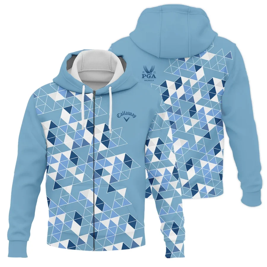 Golf Blue Geometric Mosaic Pattern 2024 PGA Championship Valhalla Callaway Zipper Hoodie Shirt Style Classic