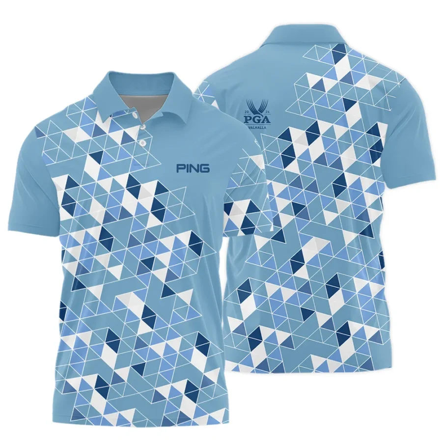 Golf Blue Geometric Mosaic Pattern 2024 PGA Championship Valhalla Ping Polo Shirt Style Classic