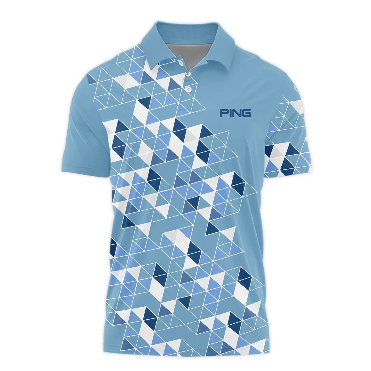 Golf Blue Geometric Mosaic Pattern 2024 PGA Championship Valhalla Ping Polo Shirt Style Classic