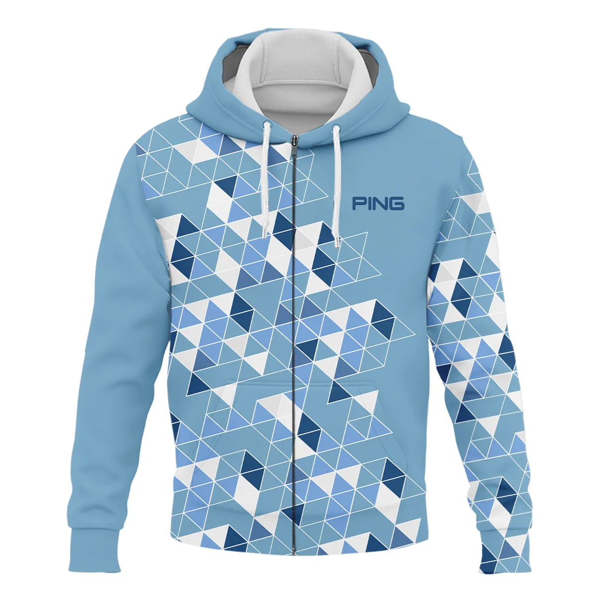 Golf Blue Geometric Mosaic Pattern 2024 PGA Championship Valhalla Ping Zipper Hoodie Shirt Style Classic