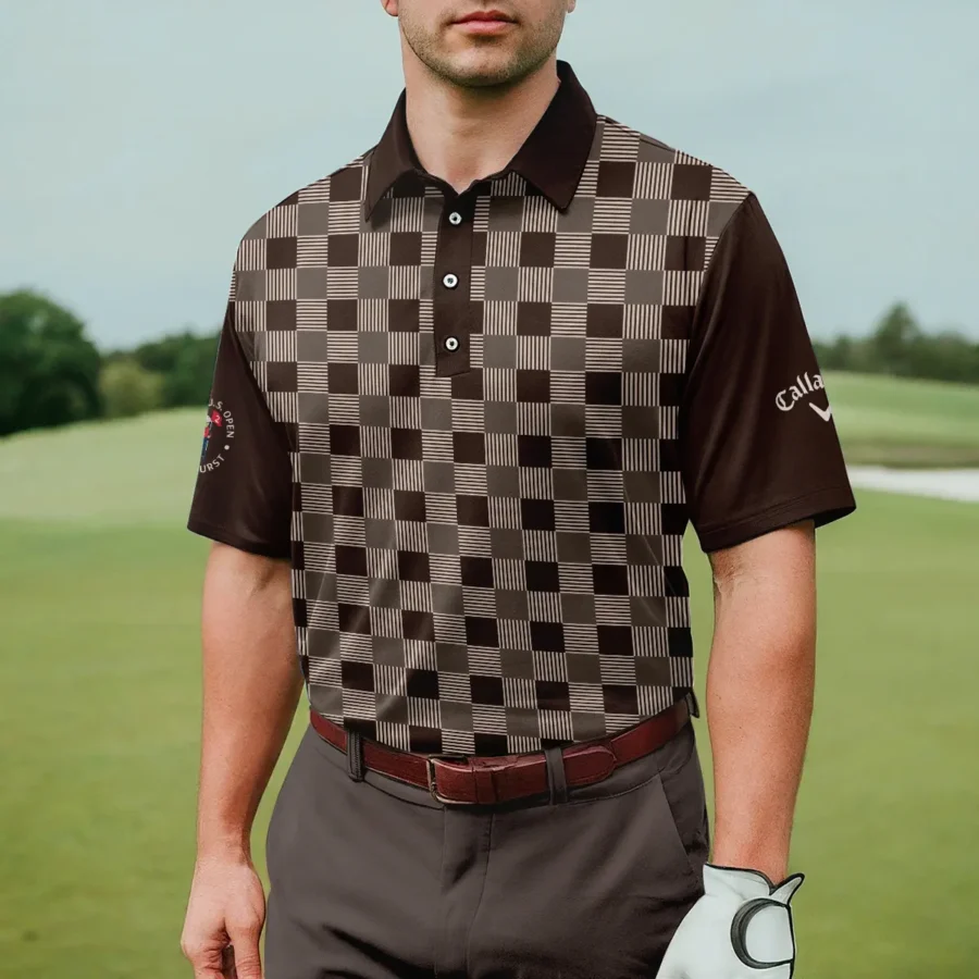 Golf Brown Square Pattern 124th U.S. Open Pinehurst Callaway Polo Shirt Style Classic