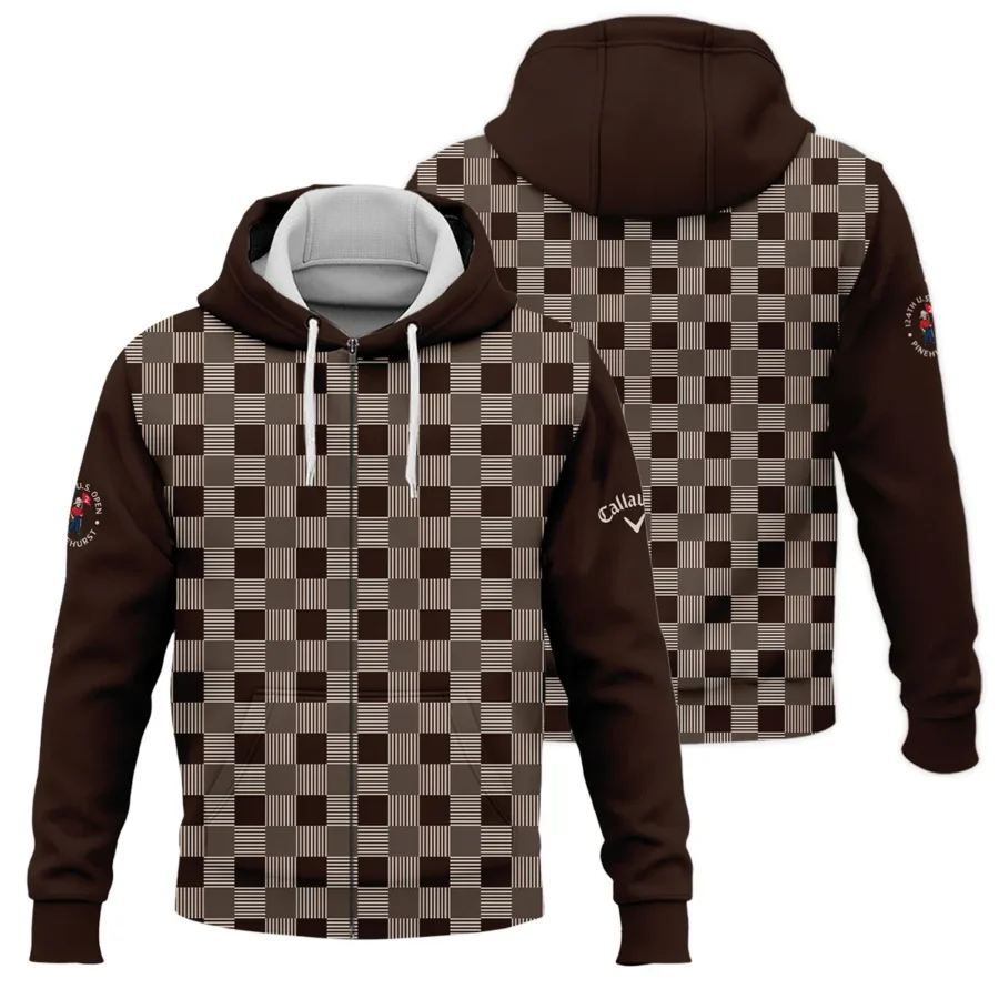 Golf Brown Square Pattern 124th U.S. Open Pinehurst Callaway Zipper Hoodie Shirt Style Classic