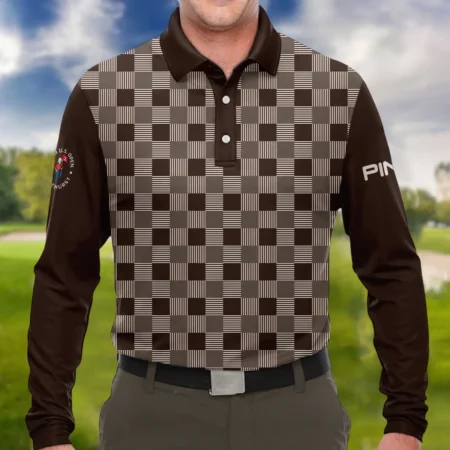 Golf Brown Square Pattern 124th U.S. Open Pinehurst Ping Long Polo Shirt Style Classic