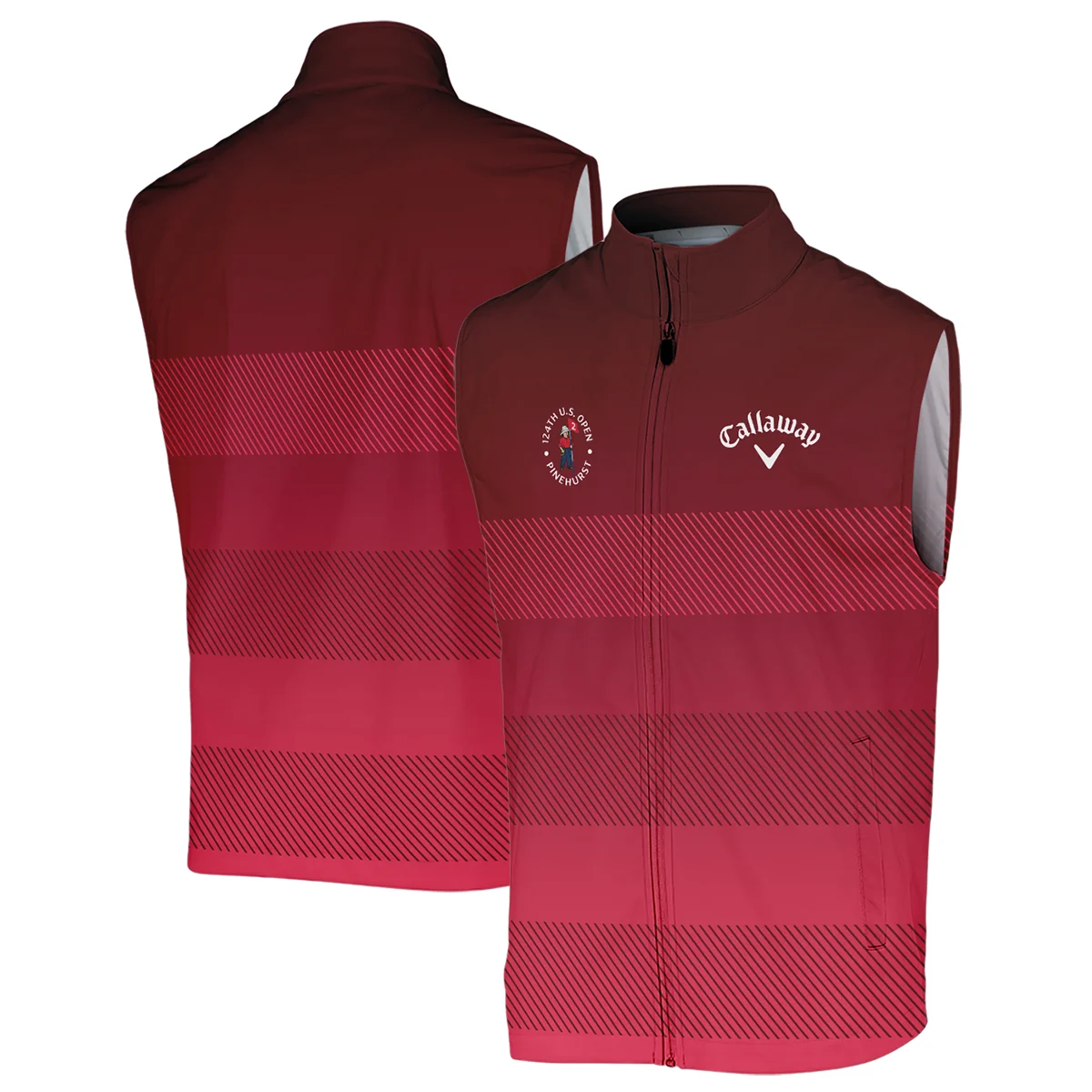 Golf Callaway 124th U.S. Open Pinehurst Sports Polo Shirt Red Gradient Stripes Pattern All Over Print Polo Shirt For Men