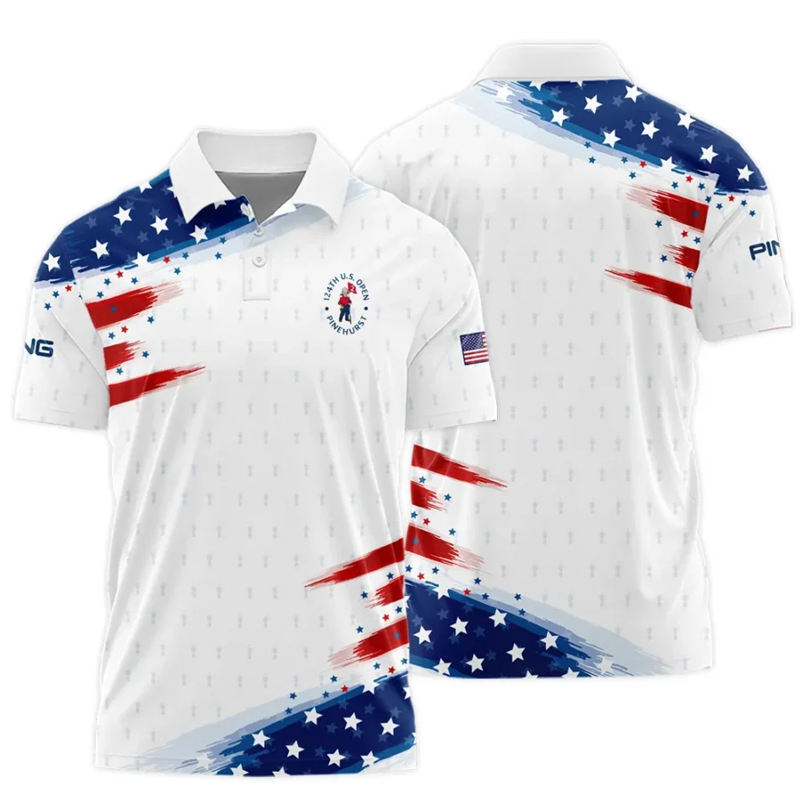 Golf Flag American Loves 124th U.S. Open Pinehurst Ping Polo Shirt Style Classic