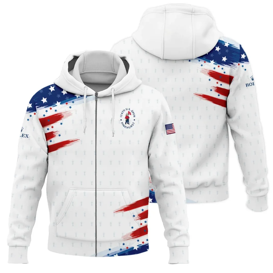 Golf Flag American Loves 124th U.S. Open Pinehurst Rolex Zipper Hoodie Shirt Style Classic