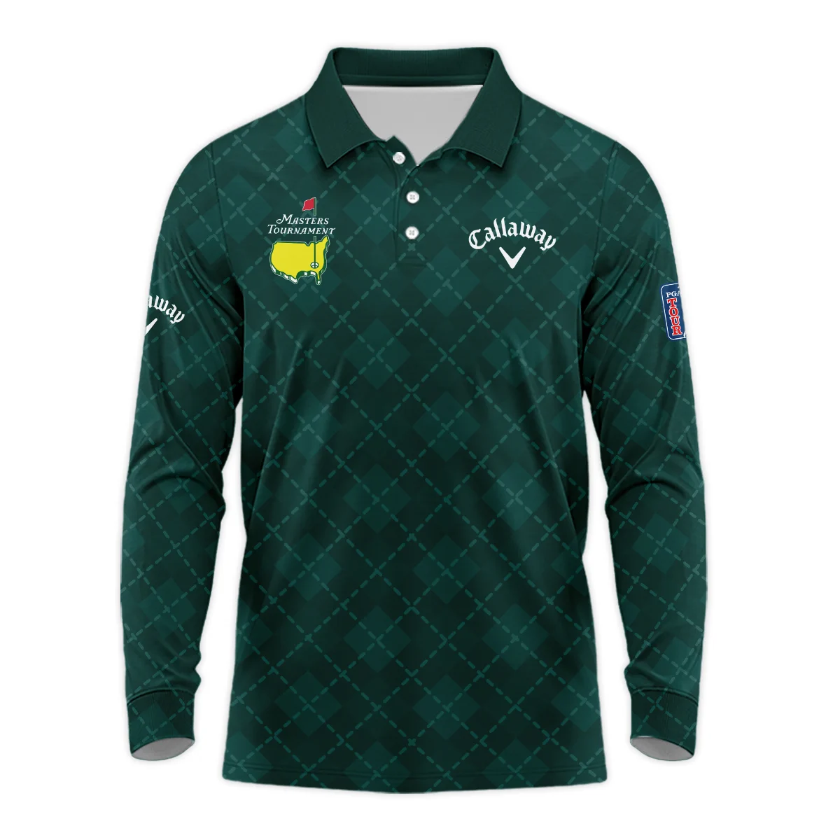 Golf Geometric Pattern Green Masters Tournament Callaway Long Polo Shirt Style Classic Long Polo Shirt For Men