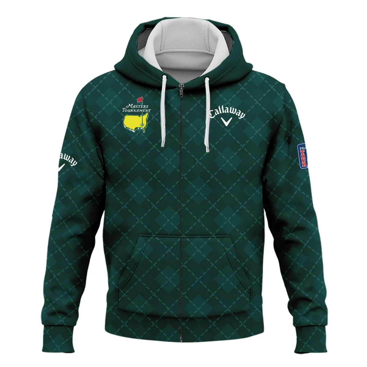 Golf Geometric Pattern Green Masters Tournament Callaway Zipper Hoodie Shirt Style Classic Zipper Hoodie Shirt