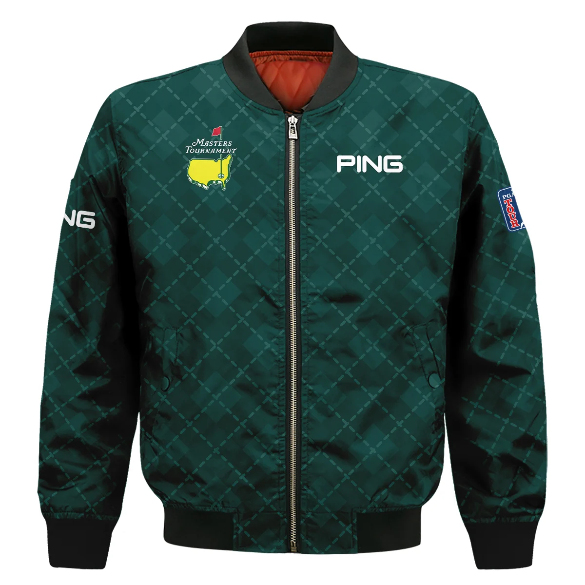 Golf Geometric Pattern Green Masters Tournament Ping Bomber Jacket Style Classic Bomber Jacket