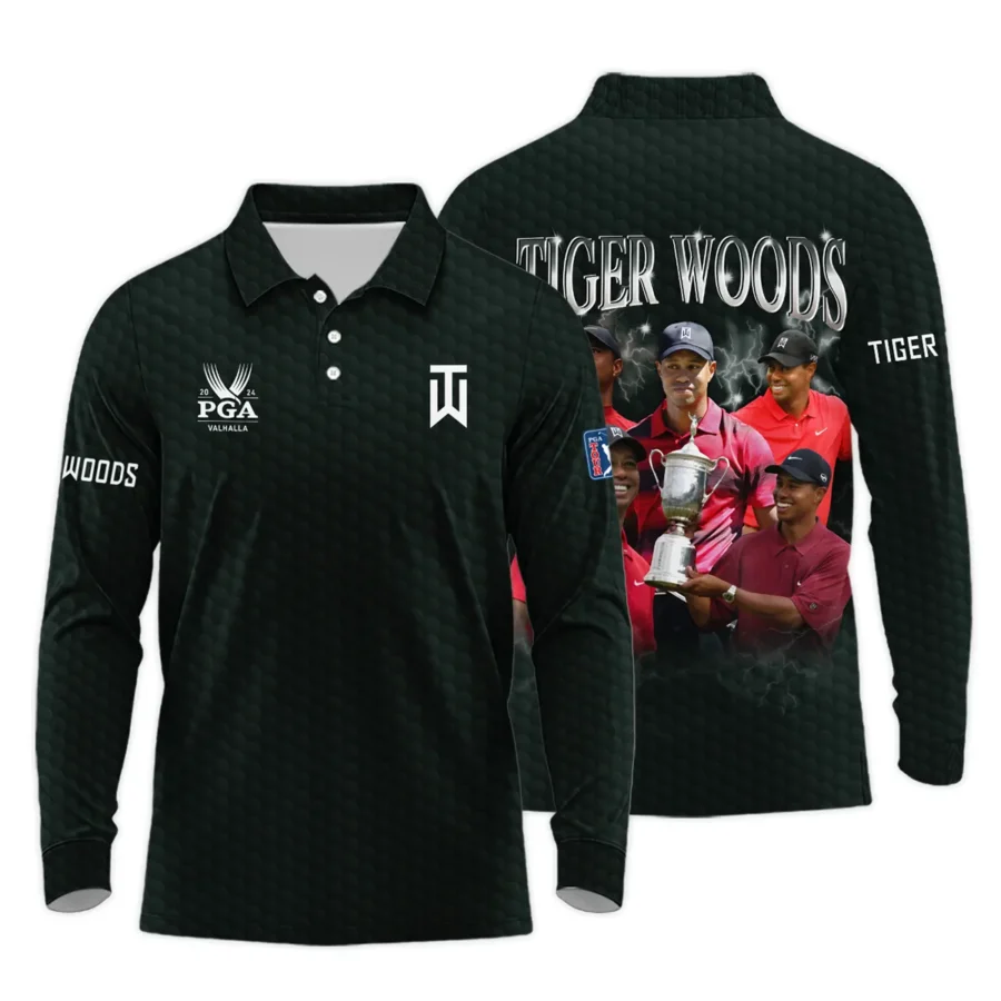 Golf Legend Tiger Woods 2024 PGA Championship Valhalla Long Polo Shirt Style Classic