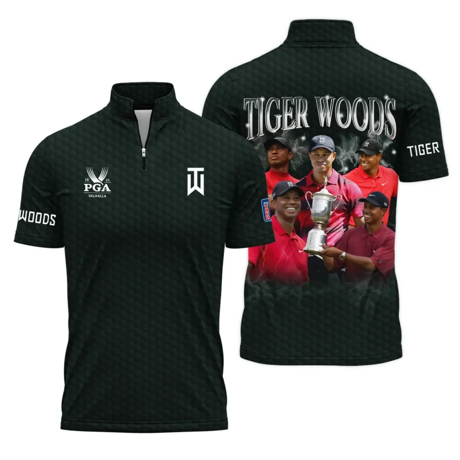 Golf Legend Tiger Woods 2024 PGA Championship Valhalla Quarter-Zip Polo Shirt