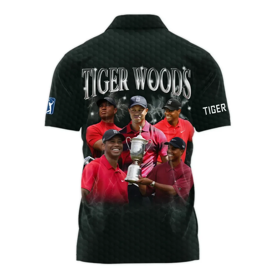 Golf Legend Tiger Woods 2024 PGA Championship Valhalla Zipper Polo Shirt Style Classic