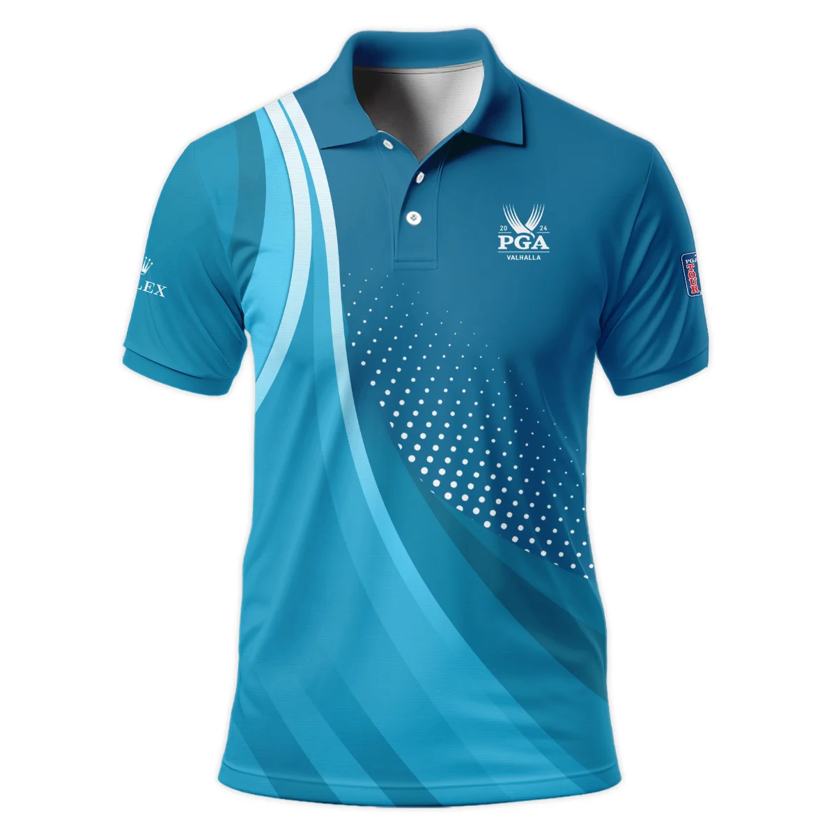 Golf Love Sport Color Blue 2024 PGA Championship Valhalla Rolex Polo Shirt Mandarin Collar Polo Shirt
