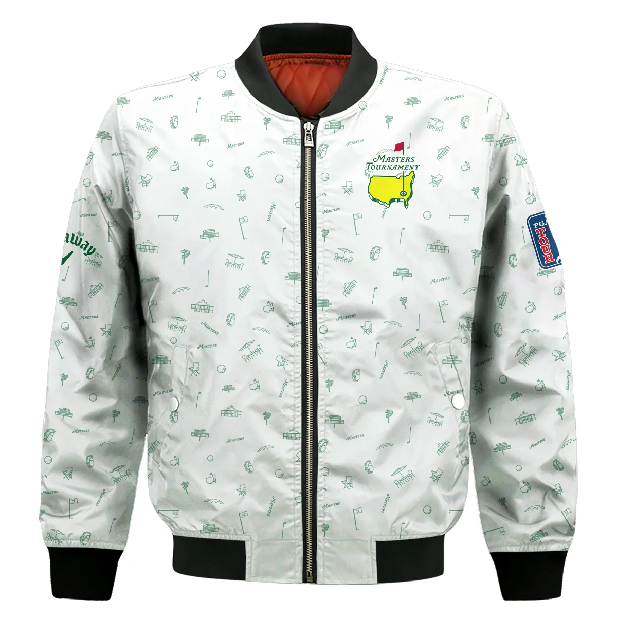 Golf Masters Tournament Callaway Bomber Jacket Augusta Icons Pattern White Green Golf Sports All Over Print Bomber Jacket