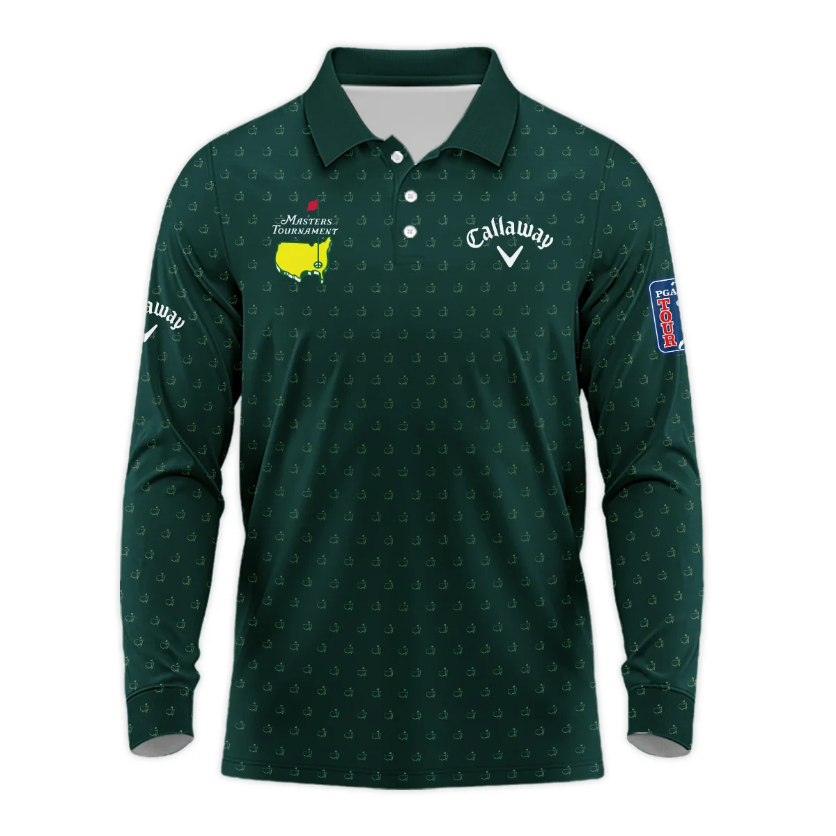 Golf Masters Tournament Callaway Long Polo Shirt Logo Pattern Gold Green Golf Sports All Over Print Long Polo Shirt For Men