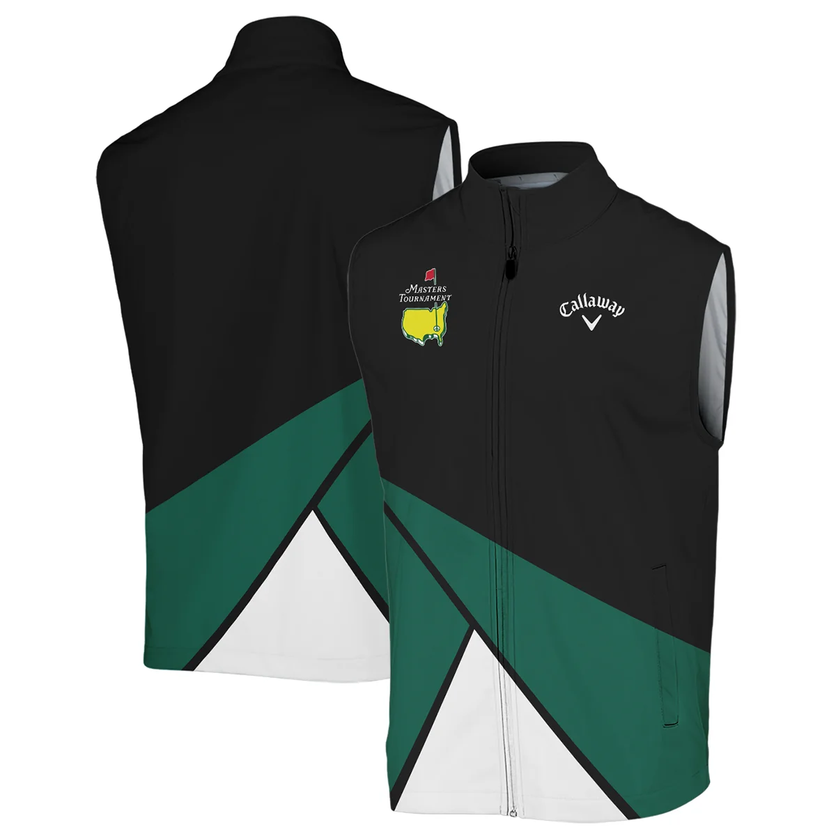 Golf Masters Tournament Callaway Sleeveless Jacket Black And Green Golf Sports All Over Print Sleeveless Jacket