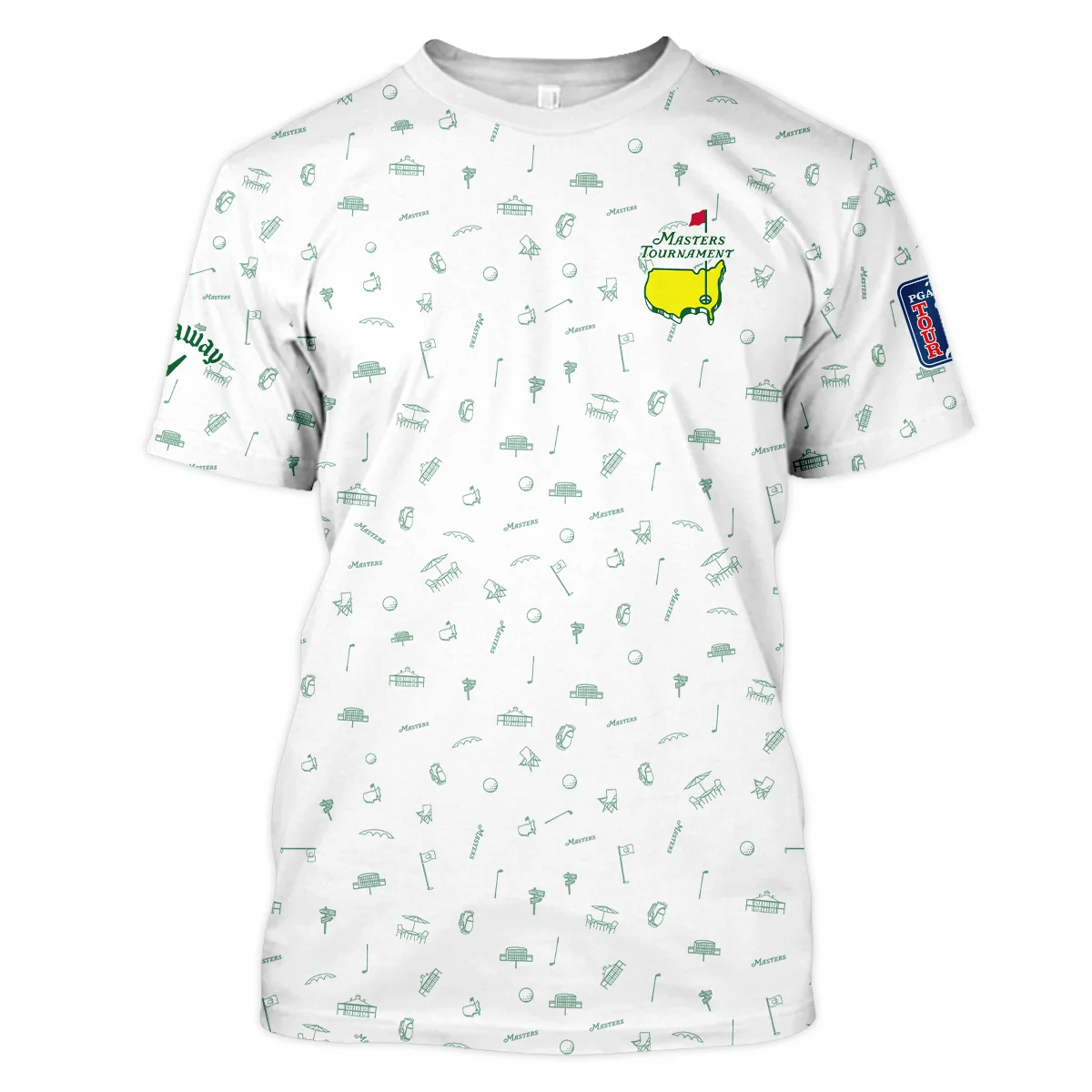 Golf Masters Tournament Callaway Unisex T-Shirt Augusta Icons Pattern White Green Golf Sports All Over Print T-Shirt