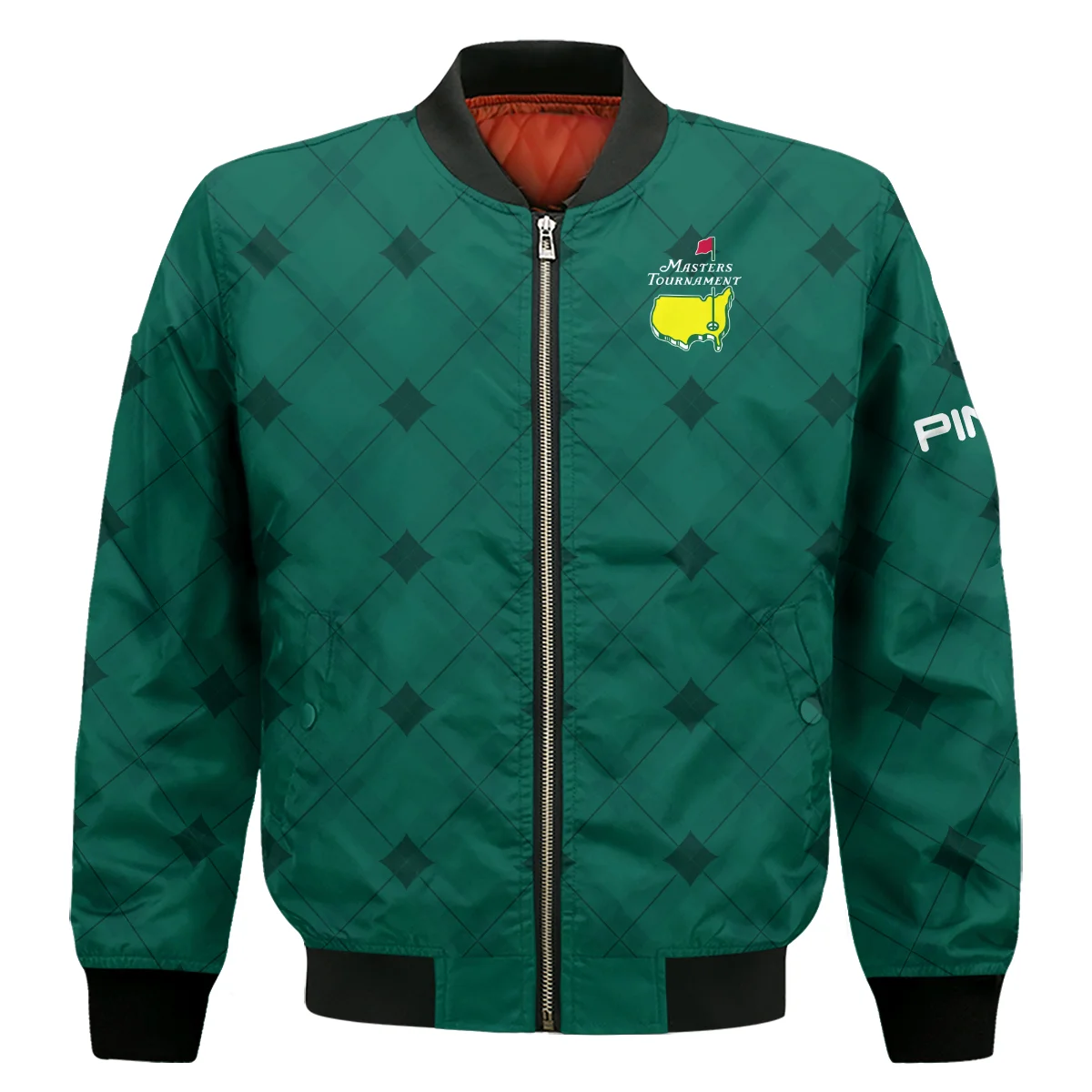 Golf Masters Tournament Green Argyle Pattern Ping Bomber Jacket Style Classic Bomber Jacket