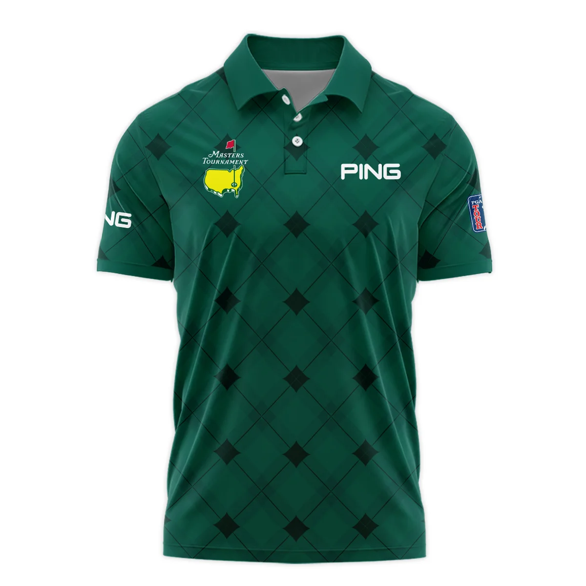 Golf Masters Tournament Green Argyle Pattern Ping Polo Shirt Style Classic Polo Shirt For Men