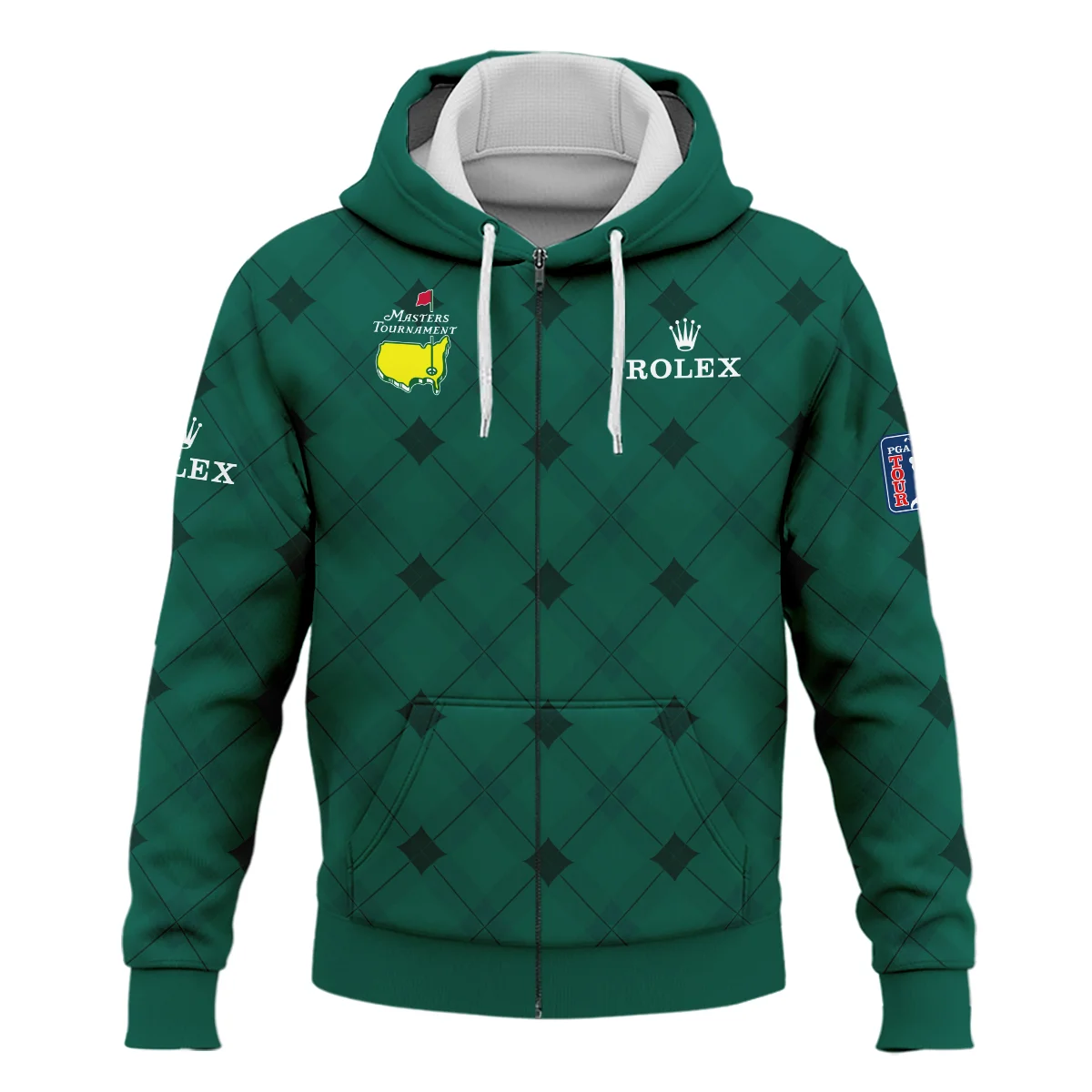 Golf Masters Tournament Green Argyle Pattern Rolex Zipper Hoodie Shirt Style Classic Zipper Hoodie Shirt