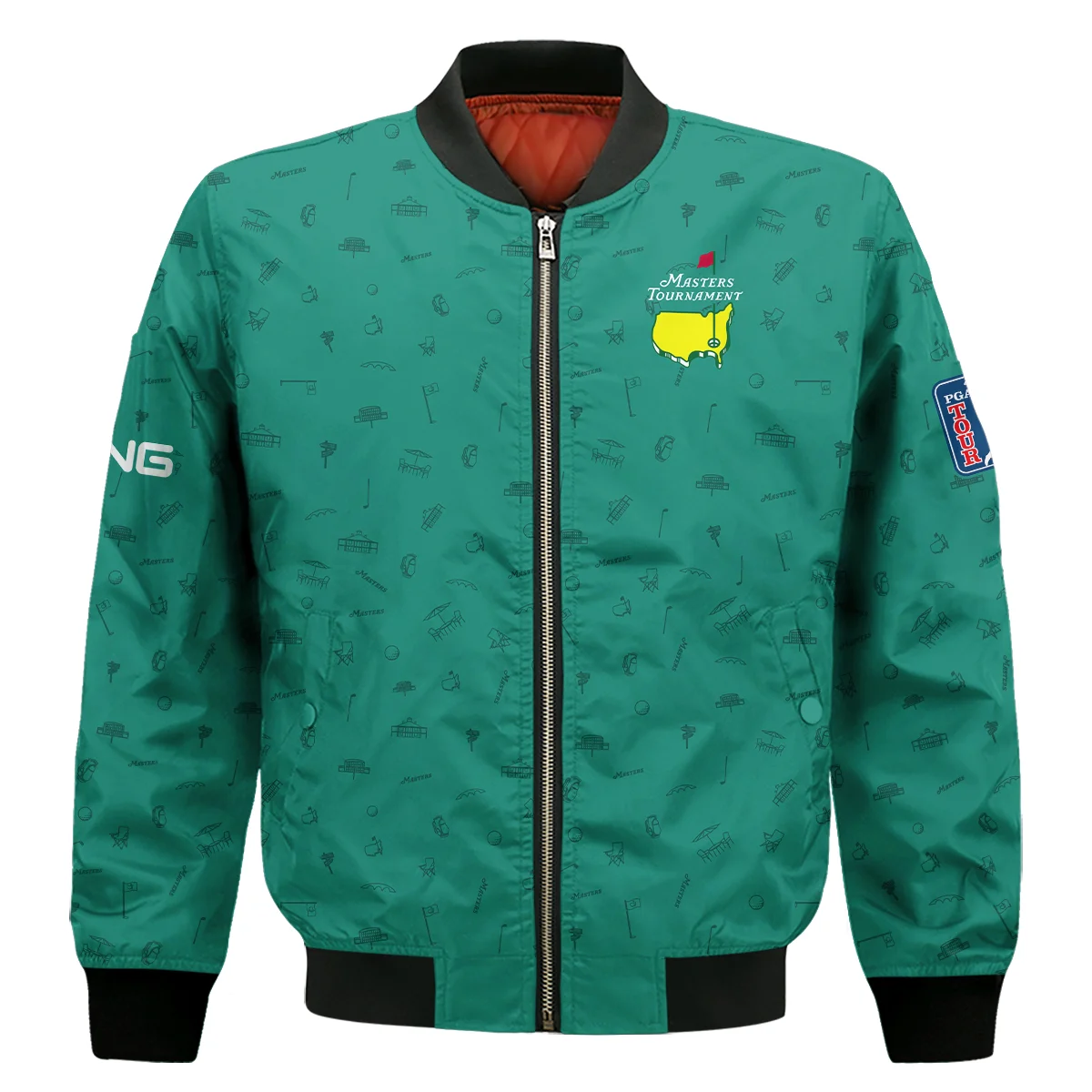 Golf Masters Tournament Ping Bomber Jacket Augusta Icons Pattern Green Golf Sports All Over Print Bomber Jacket