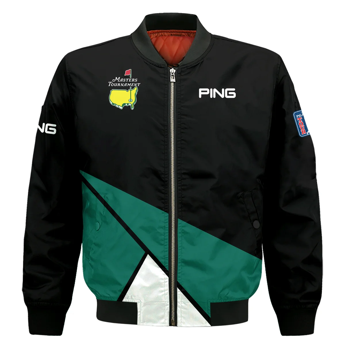 Golf Masters Tournament Ping Bomber Jacket Black And Green Golf Sports All Over Print Bomber Jacket