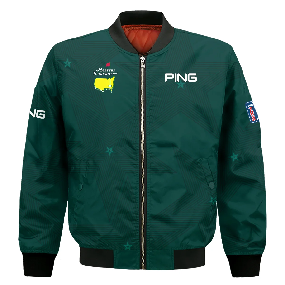 Golf Masters Tournament Ping Bomber Jacket Stars Dark Green Golf Sports All Over Print Bomber Jacket