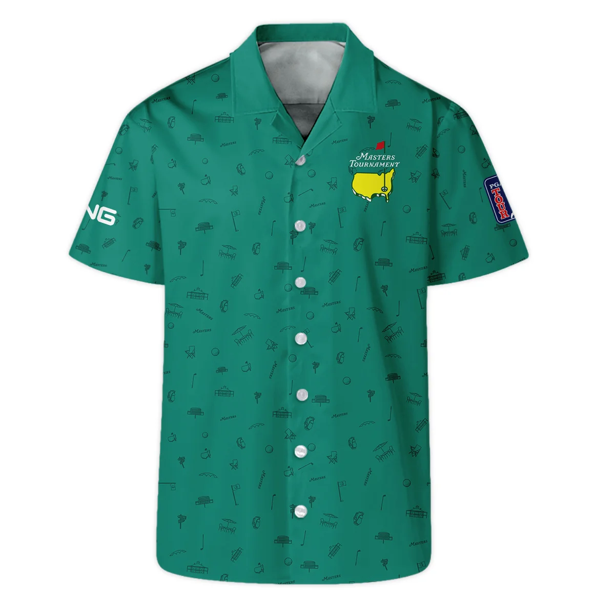Golf Masters Tournament Ping Unisex T-Shirt Augusta Icons Pattern Green Golf Sports All Over Print T-Shirt