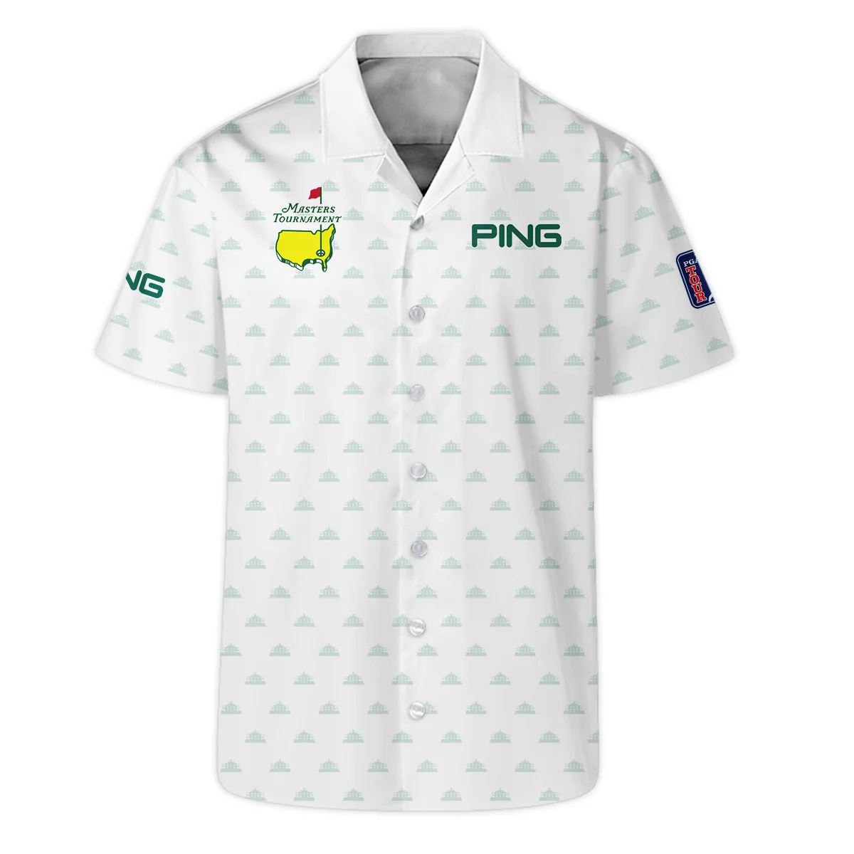 Masters Tournament Golf Sport Ping Polo Shirt Sports Cup Pattern White Green Polo Shirt For Men
