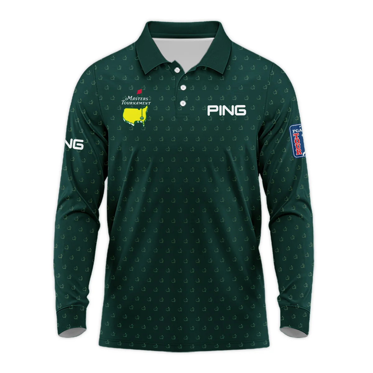 Golf Masters Tournament Ping Long Polo Shirt Logo Pattern Gold Green Golf Sports All Over Print Long Polo Shirt For Men