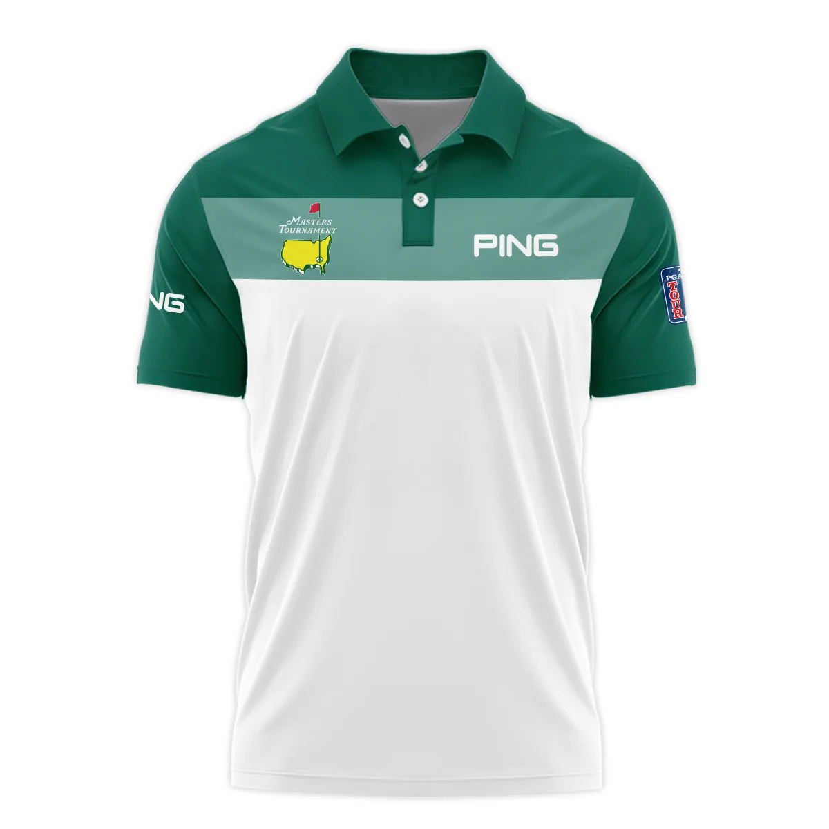 Golf Masters Tournament Ping Zipper Polo Shirt Sports Green And White All Over Print Zipper Polo Shirt For Men