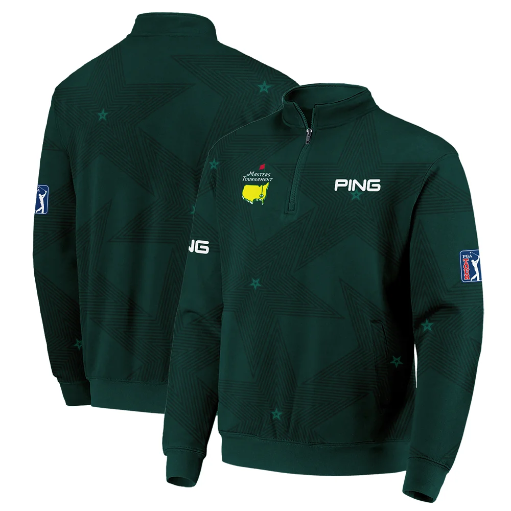 Golf Masters Tournament Ping Quarter-Zip Jacket Stars Dark Green Golf Sports All Over Print Quarter-Zip Jacket