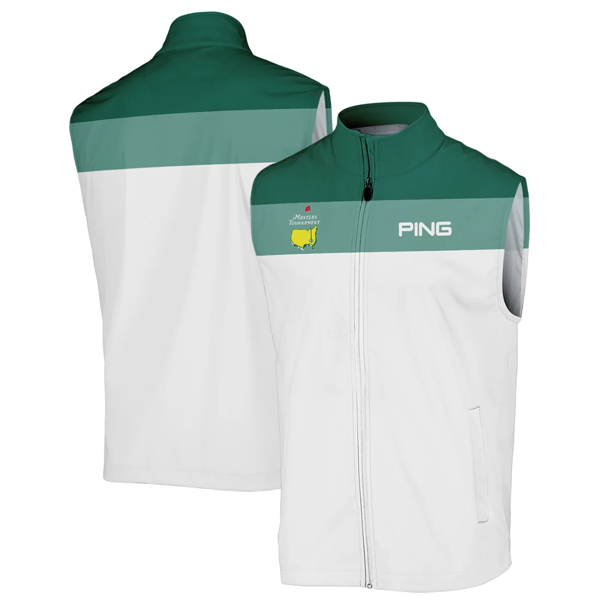 Golf Masters Tournament Ping Zipper Polo Shirt Sports Green And White All Over Print Zipper Polo Shirt For Men