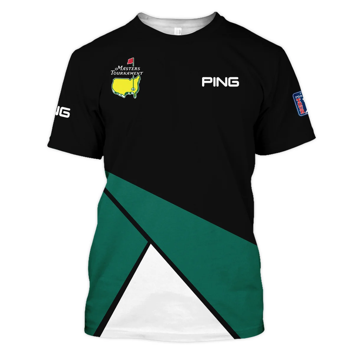 Golf Masters Tournament Ping Long Polo Shirt Black And Green Golf Sports All Over Print Long Polo Shirt For Men
