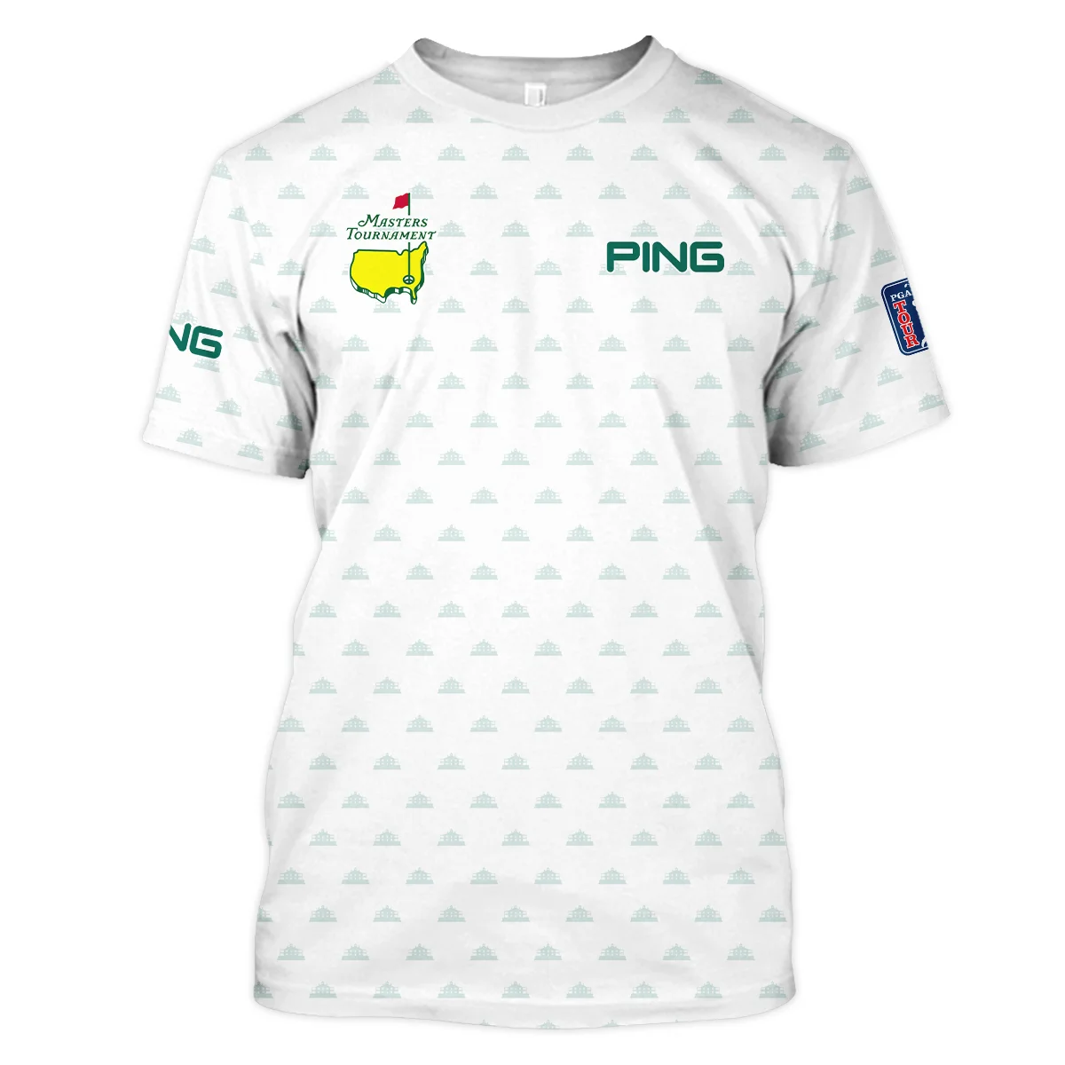Masters Tournament Golf Sport Ping Long Polo Shirt Sports Cup Pattern White Green Long Polo Shirt For Men