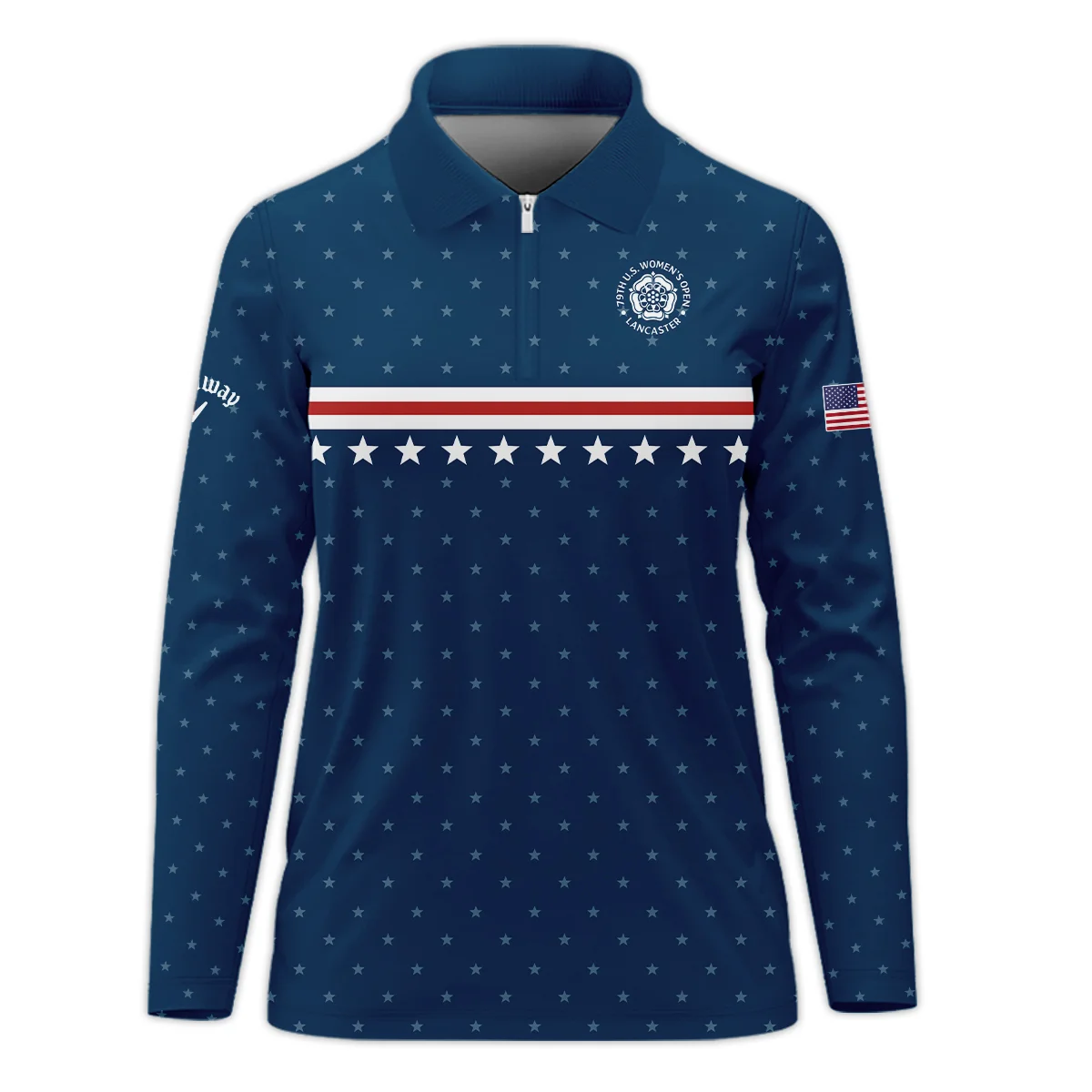 Golf Navy Blue Star American Callaway 79th U.S. Women’s Open Lancaster Zipper Long Polo Shirt