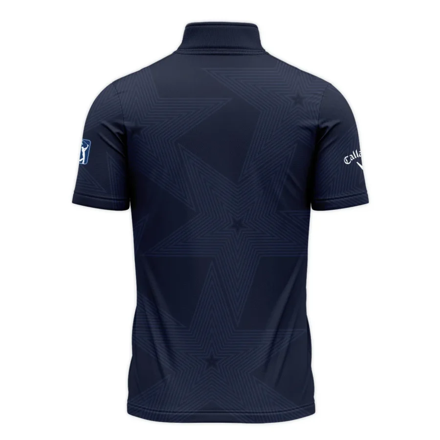 Golf Navy Color Star Pattern 2024 PGA Championship Valhalla Callaway Quarter-Zip Polo Shirt