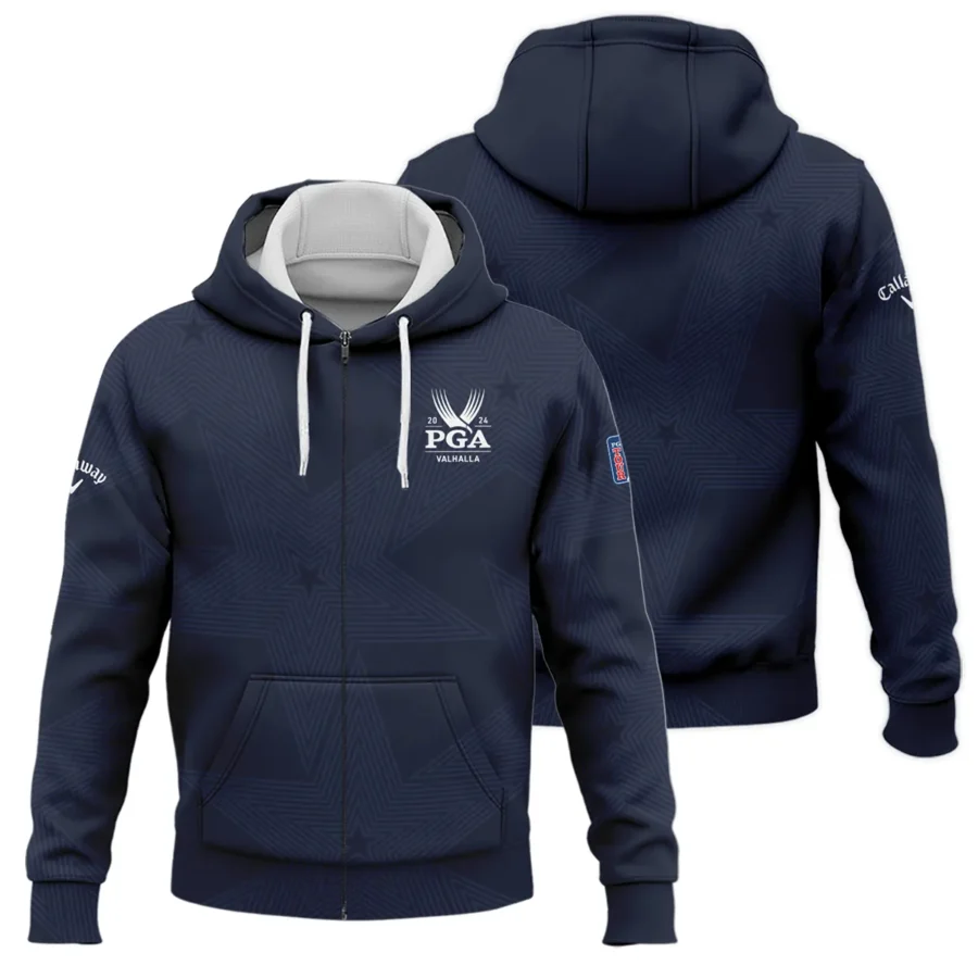 Golf Navy Color Star Pattern 2024 PGA Championship Valhalla Callaway Zipper Hoodie Shirt Style Classic