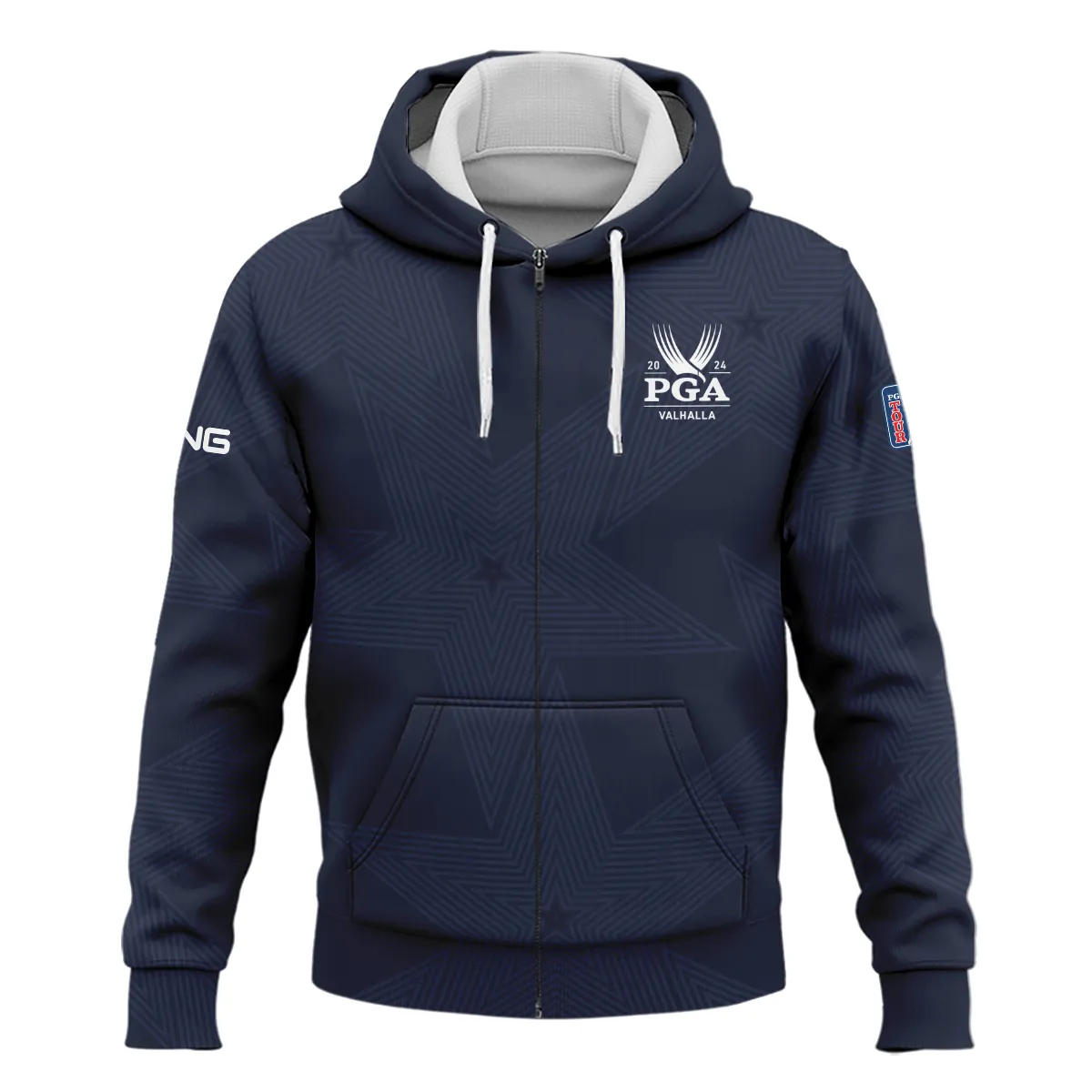 Golf Navy Color Star Pattern 2024 PGA Championship Valhalla Ping Zipper Hoodie Shirt Style Classic