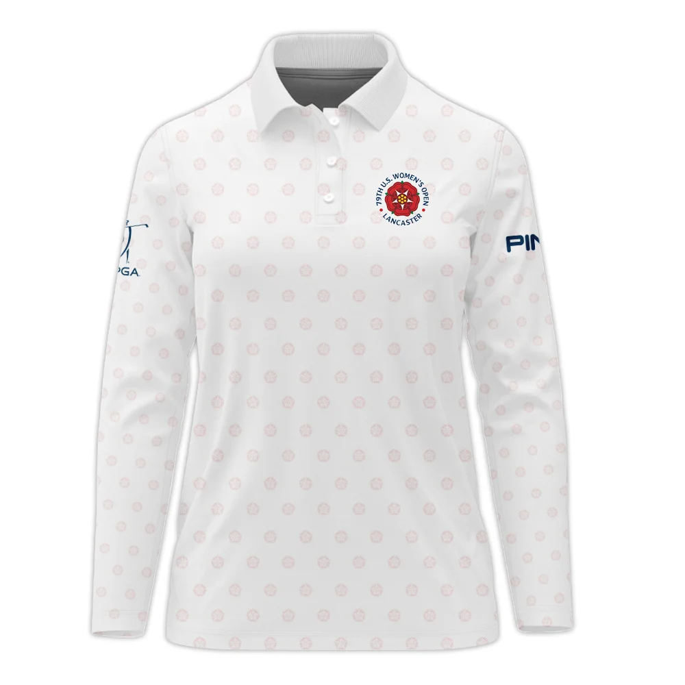 Golf Pattern 79th U.S. Women’s Open Lancaster Ping Long Polo Shirt White Color All Over Print Long Polo Shirt For Woman