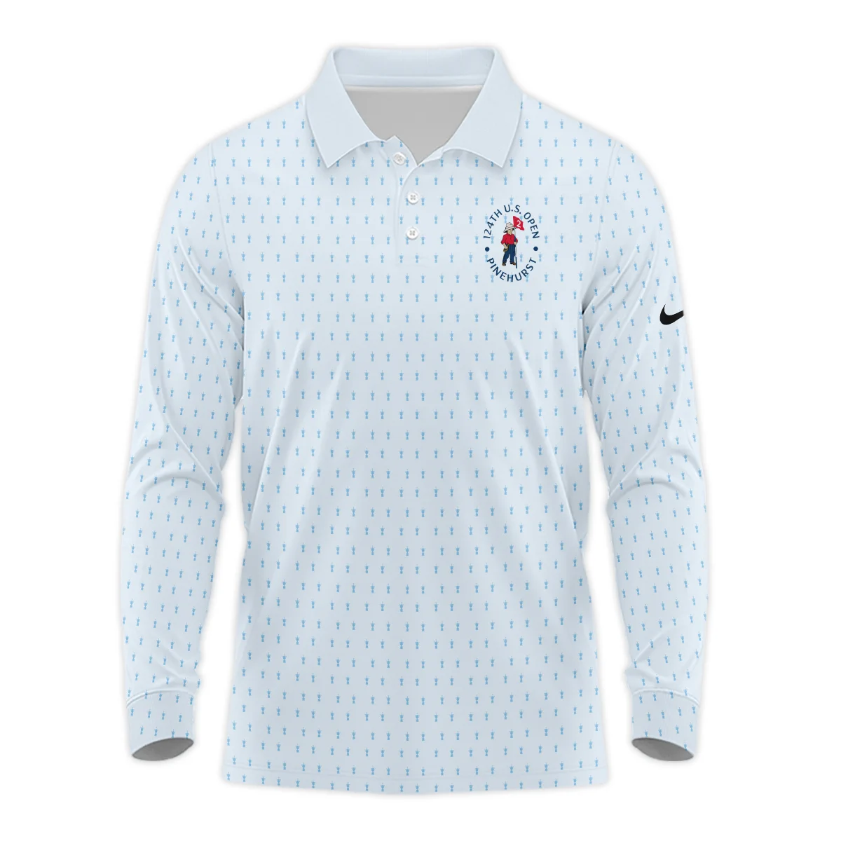 Golf Pattern Cup Light Blue Green 124th U.S. Open Pinehurst Nike Long Polo Shirt Style Classic Long Polo Shirt For Men