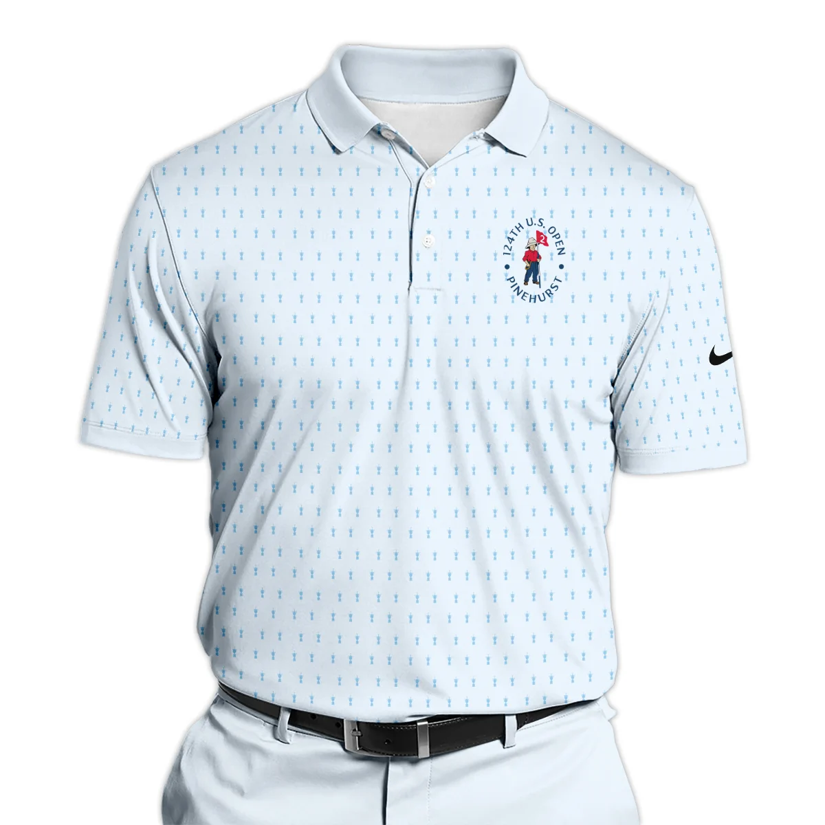 Golf Pattern Cup Light Blue Green 124th U.S. Open Pinehurst Nike Long Polo Shirt Style Classic Long Polo Shirt For Men